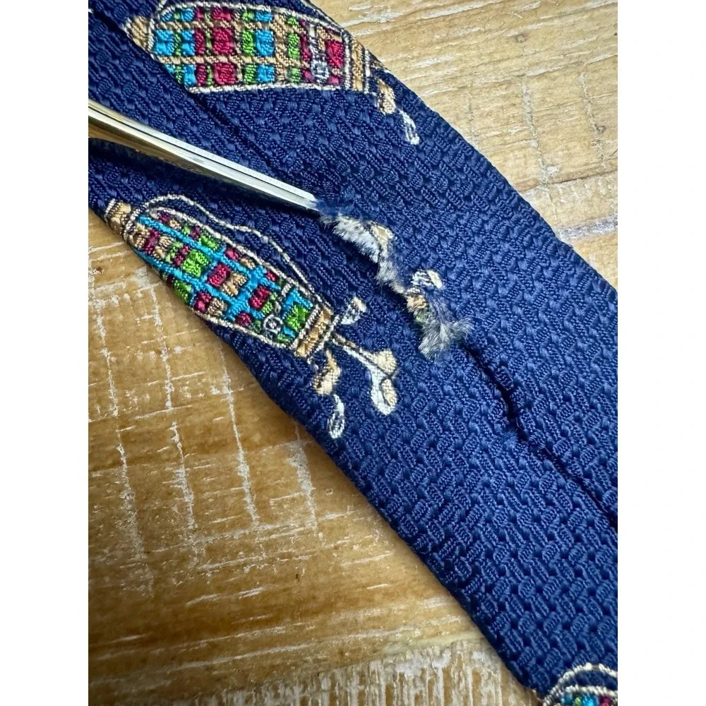 Hathaway Golf Bags Sports Vintage Design 100% Silk Neck Tie Navy/Multicolor